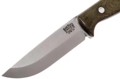 Bark River Gunny Scandi CPM 3V, Green Canvas Micarta, Brown Sheath -Knife Shop BRK07 024GNC 03 bark river brk07 024gnc 03