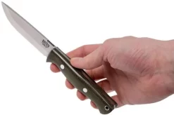 Bark River Gunny Scandi CPM 3V, Green Canvas Micarta, Brown Sheath -Knife Shop BRK07 024GNC 06 bark river brk07 024gnc 06