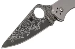 Spyderco Delica 4 Titanium Damascus C11TIPD Pocket Knife -Knife Shop SPC11TIPD 03 spyderco spc11tipd 03