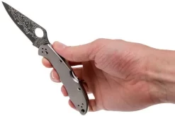 Spyderco Delica 4 Titanium Damascus C11TIPD Pocket Knife -Knife Shop SPC11TIPD 08 spyderco spc11tipd 08