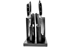 Yaxell Ran Tower 36070, 6-piece Knife Set With Magnetic Knife Block Beech Wood Black